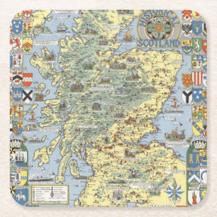 Dessous De Verre Carré Carte de l'Ecosse historique