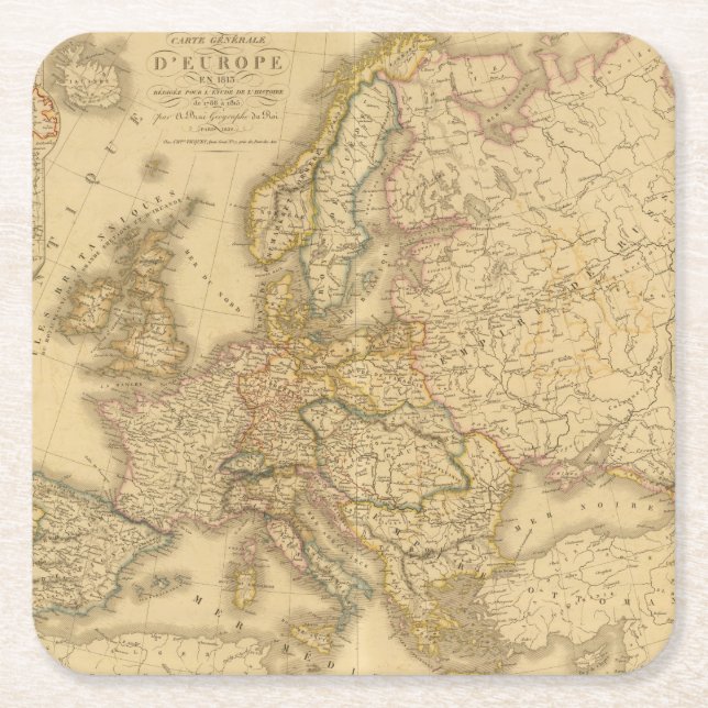Dessous De Verre Carré Carte de l'Europe 2 (Devant)