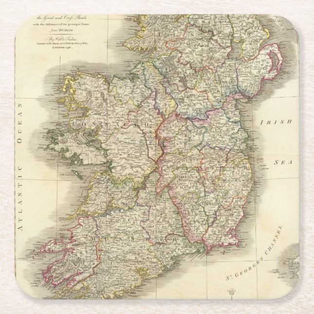 Dessous De Verre Carré Carte de l'Irlande (Devant)