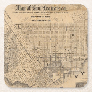 Dessous De Verre Carré Carte de San Francisco