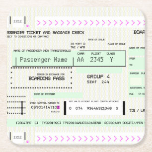 Dessous De Verre Carré Carte d'embarquement personnalisable