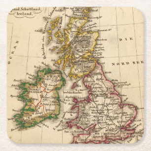 Dessous De Verre Carré Carte d'îles britanniques