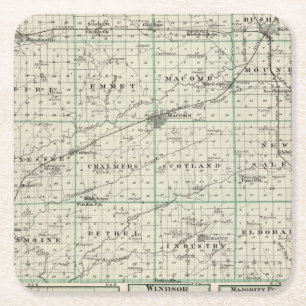 Dessous De Verre Carré Carte du compté de McDonough, Rushville