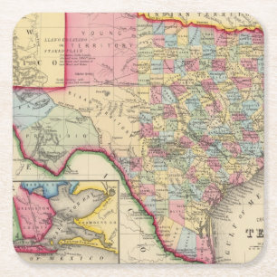Dessous De Verre Carré Carte du comté du Texas