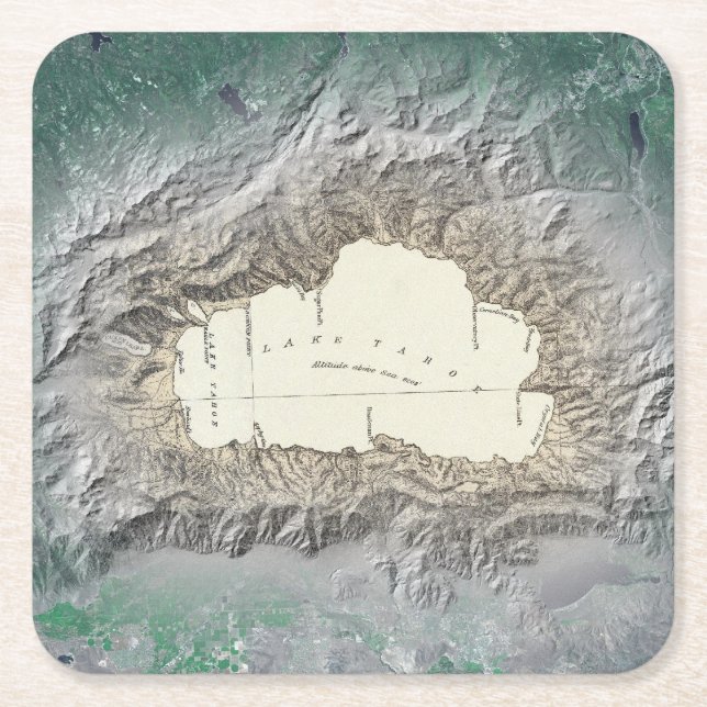 Dessous De Verre Carré Carte du lac Tahoe (Devant)