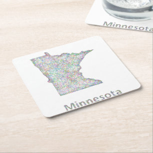 Dessous De Verre Carré Carte du Minnesota