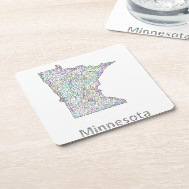 Dessous De Verre Carré Carte du Minnesota (Incliné)