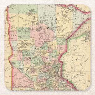 Dessous De Verre Carré Carte du Minnesota par Mitchell