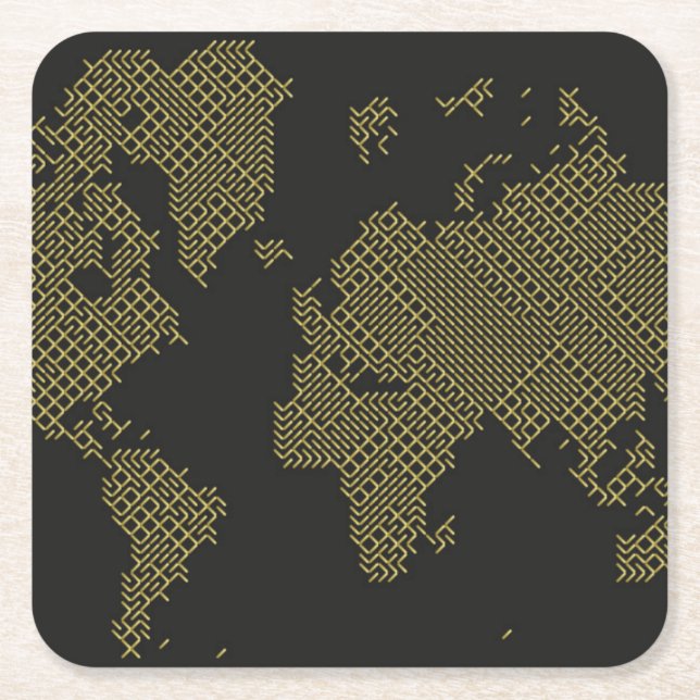 Dessous De Verre Carré Carte du monde de Digitals (Devant)
