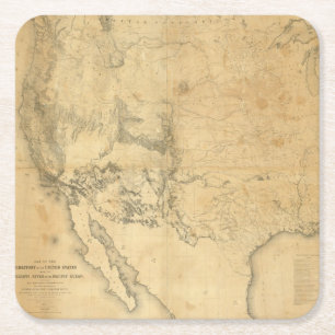 Dessous De Verre Carré Carte du territoire des Etats-Unis