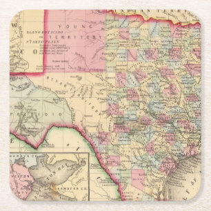 Dessous De Verre Carré Carte du Texas par Mitchell