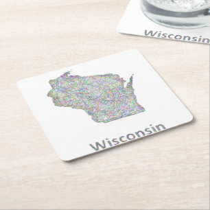 Dessous De Verre Carré Carte du Wisconsin