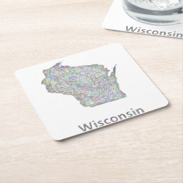 Dessous De Verre Carré Carte du Wisconsin (Incliné)