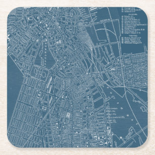 Dessous De Verre Carré Carte graphique de Boston