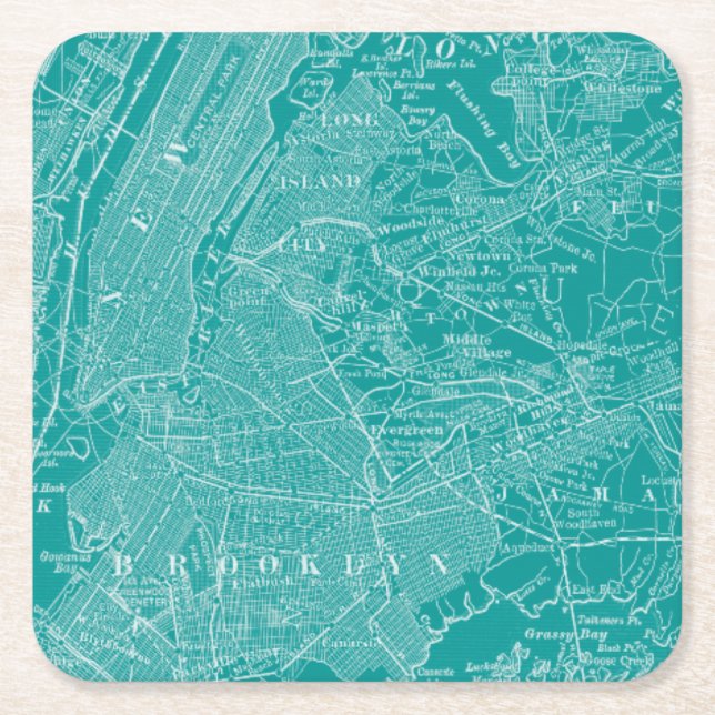 Dessous De Verre Carré Carte graphique de New York (Devant)