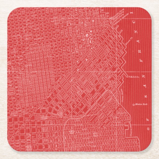 Dessous De Verre Carré Carte graphique de San Francisco (Devant)