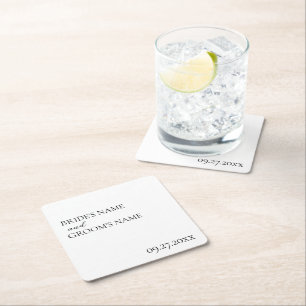 Dessous De Verre Carré Carte minimaliste moderne simple Mariage