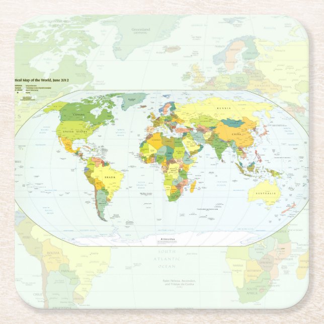 Dessous De Verre Carré Carte mondiale Globe Pays Atlas (Devant)