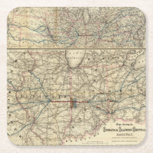 Dessous De Verre Carré Cartes montrant l'Indiana