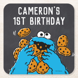 Dessous De Verre Carré Carton d'Anniversaire du Monstre-Cookies