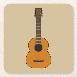 Dessous De Verre Carré Carton simple de guitare acoustique