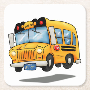 Dessous De Verre Carré Cartoon School Bus