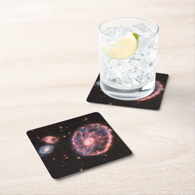 Dessous De Verre Carré Cartwheel Galaxy, James Webb Télescope Spatial (En situation)