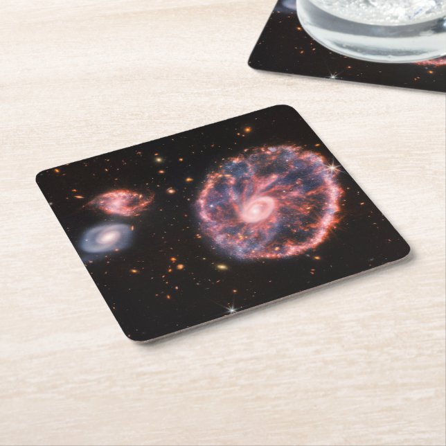 Dessous De Verre Carré Cartwheel Galaxy, James Webb Télescope Spatial (Incliné)