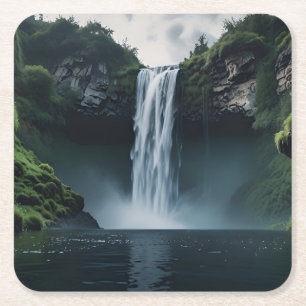 Dessous De Verre Carré Cascade en cascade au milieu de verdure luxuriante