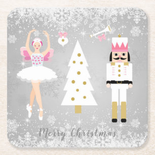 Dessous De Verre Carré Casse-noix, ballerine, arbre de Noël