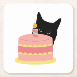 Dessous De Verre Carré Cat aime le gâteau