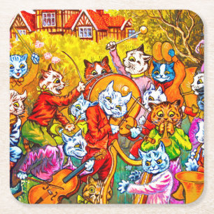 Dessous De Verre Carré Cat Musical Band