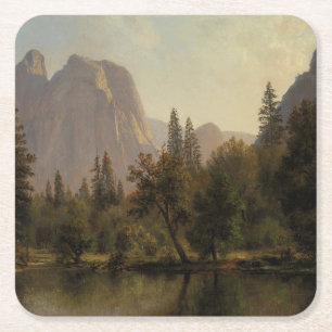 Dessous De Verre Carré Cathedral Rocks, Yosemite Valley Albert Bierstadt