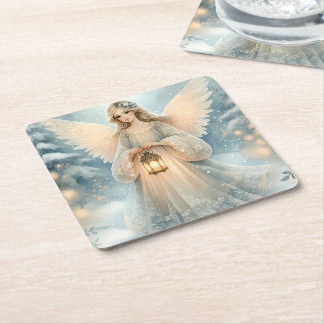 Dessous De Verre Carré Celestial Winter Angel Lantern of Grace (Incliné)