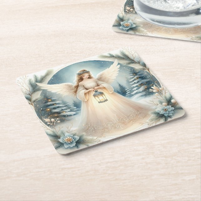 Dessous De Verre Carré Celestial Winter Angel Lantern of Hope (Incliné)
