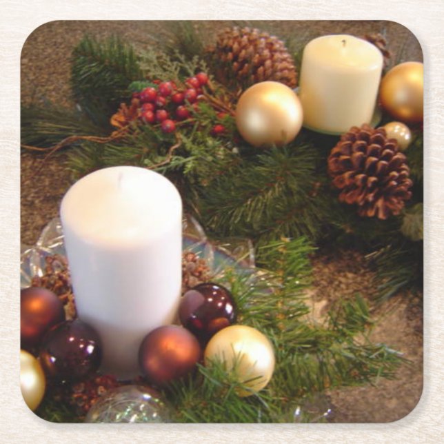 Dessous De Verre Carré Centerpieces de bougies de Noël (Devant)