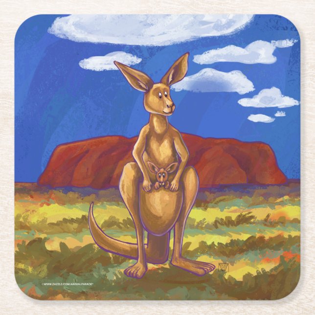 Dessous De Verre Carré Centre du parti Kangaroo (Devant)