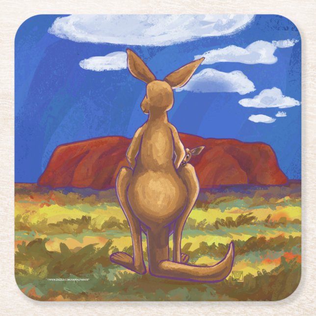 Dessous De Verre Carré Centre du parti Kangaroo (Devant)