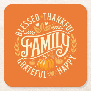 Dessous De Verre Carré Cercle de gratitude – Icônes d'automne