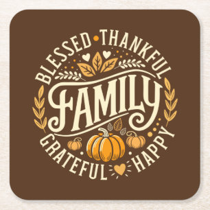 Dessous De Verre Carré Cercle de gratitude – Icônes d'automne