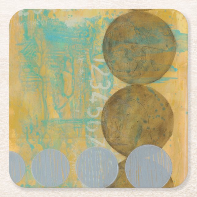 Dessous De Verre Carré Cercles Brown et gris foncés avec des nombres (Devant)