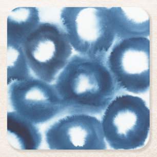 Dessous De Verre Carré Cercles d'impression en aquarelle d'Indigio