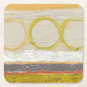 Dessous De Verre Carré Cercles jaunes et orange sur Arrière - plan multic