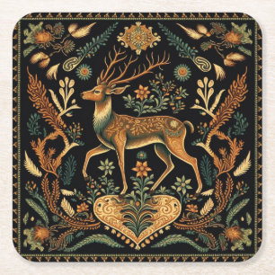 Dessous De Verre Carré Cerf sauvage rustique
