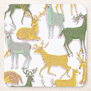 Dessous De Verre Carré Cerfs géométriques : Illustration Motif traditionn