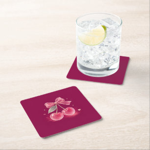 Dessous De Verre Carré cerise