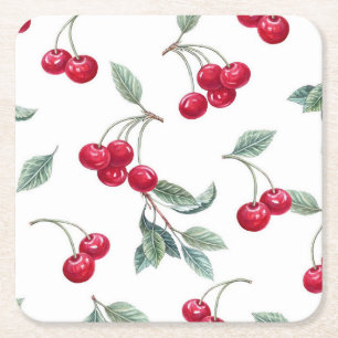 Dessous De Verre Carré Cerises