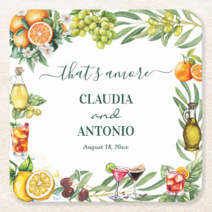 Dessous De Verre Carré C'est l'Amour Mariage Citrus Italien