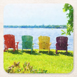 Dessous De Verre Carré Chaises Adirondack Couleur Arc-En-Ciel