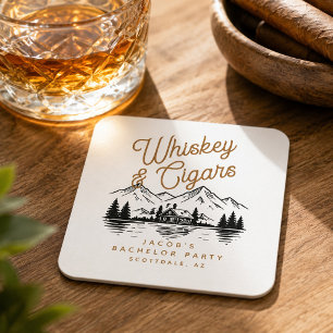 Dessous De Verre Carré Chalet pour enterrement de vie de garçon Whiskey &